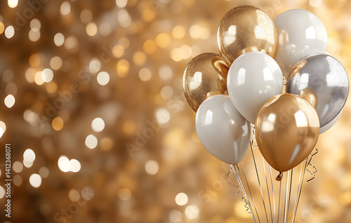 Wallpaper Mural Celebration background with gold confetti and balloons stock illustration Torontodigital.ca