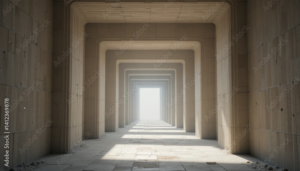 Obraz premium Exploring infinity abstract architectural passageway digital environment visual art minimalistic perspective light and space concept