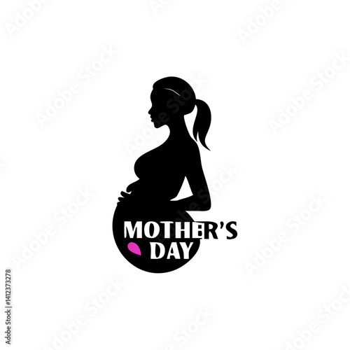 silhouette of pregnant woman in happy mother day silhouette