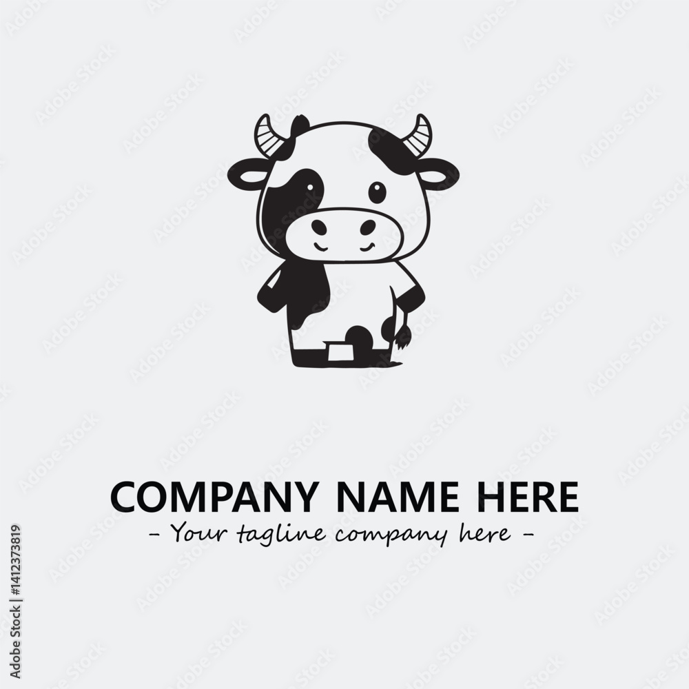Cow illustration black and white for logo company vector image
Cow illustration black and white for logo company vector image