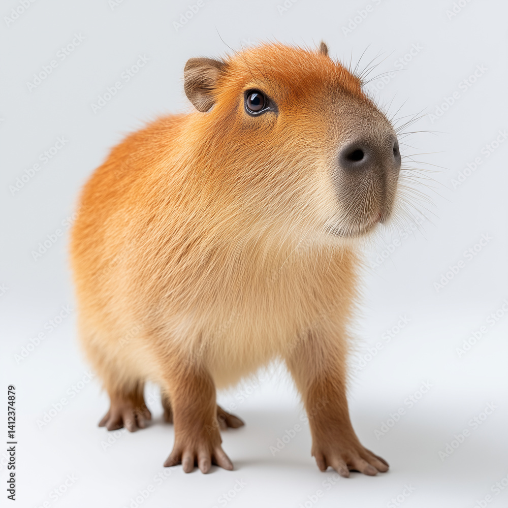 Fototapeta premium Calm capybara on white surface