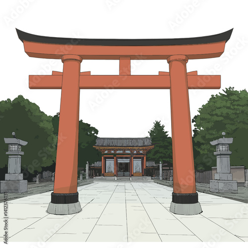 Tori gate on a white 