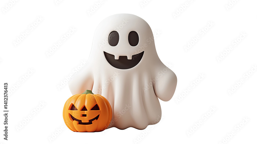 Png of A cheerful ghost character alongside a grinning jack-o'-lantern, perfect for Halloween decorations. Png of A cheerful ghost character alongside a grinning jack-o'-lantern, perfect for Halloween decorations.