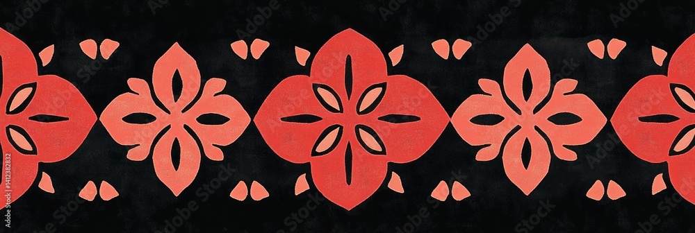 Fototapeta premium Bold floral motifs create an eye-catching and modern border design
