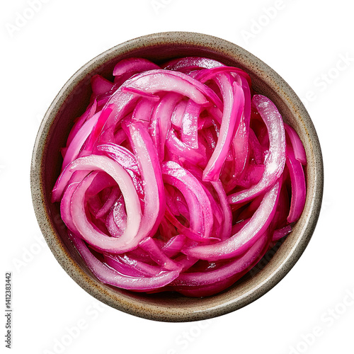 Obraz na płótnie bowl of Pickled red onion top view isolated on transparent white background, clipping path w salonie