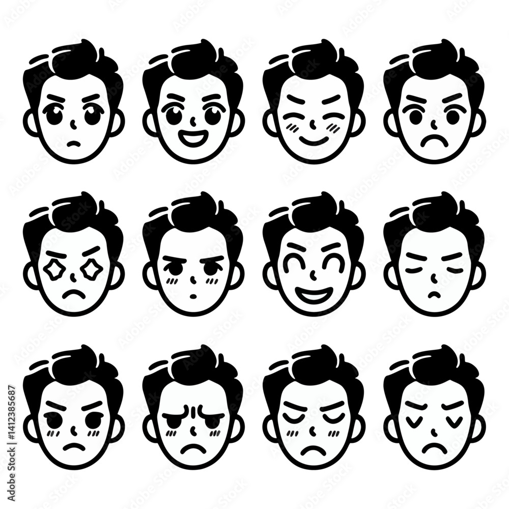 Facial Expression Icons Set – Emotional & Expressive Vector Designs Facial Expression Icons Set – Emotional & Expressive Vector Designs