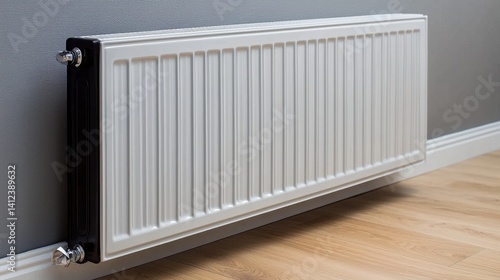 Wallpaper Mural Modern White Radiator Mounted on a Grey Wall in a Cozy Room Torontodigital.ca