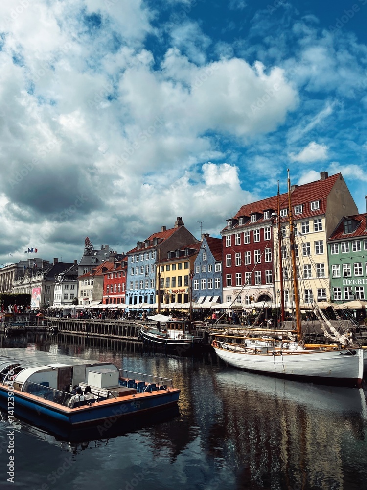 Historic Nyhavn District in Copenhagen at Sunset. Historic Nyhavn District in Copenhagen at Sunset.