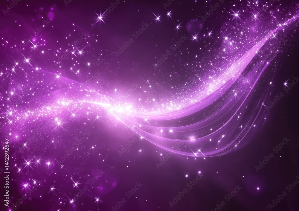 Fototapeta premium Purple starry flowing lines background