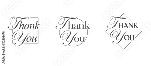 Thank You lettering set. Elegant inscriptions. Thanks card. Vector design.
