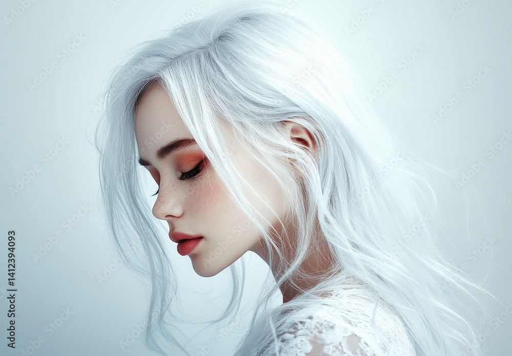The girl is beautiful with blonde hair that features an elegant hairstyle, a hair wave, and a curly hairstyle The girl is beautiful with blonde hair that features an elegant hairstyle, a hair wave, and a curly hairstyle