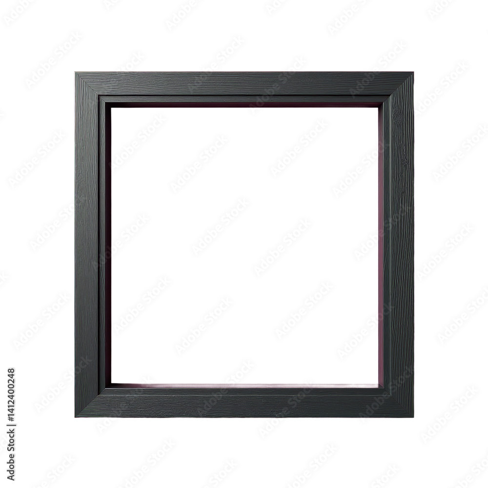 Dark Wood Frame, Square, Modern, Transparent Background. Dark Wood Frame, Square, Modern, Transparent Background.