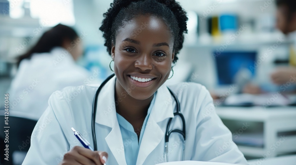 A female psychologist with a professional demeanor appears happy while holding a clipboard and smiling directly at the camera A female psychologist with a professional demeanor appears happy while holding a clipboard and smiling directly at the camera