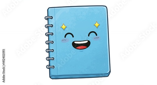 Kawaii light blue notebook illustration