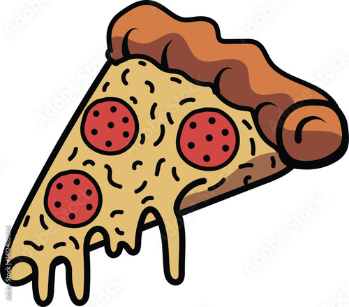 Pizza slice full vector delicious pizza with ingredients illustration