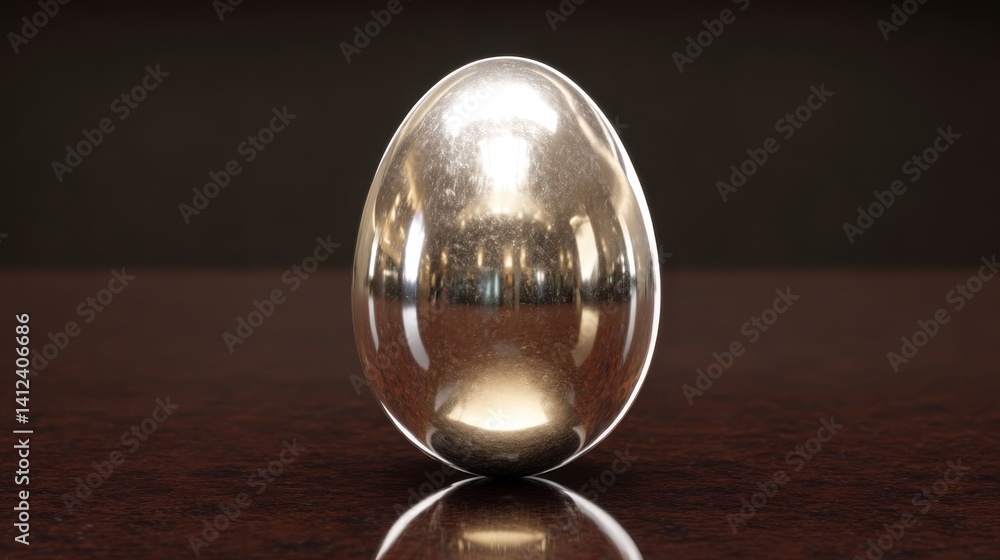 Reflective Silver Egg: A Minimalist Still Life Reflective Silver Egg: A Minimalist Still Life