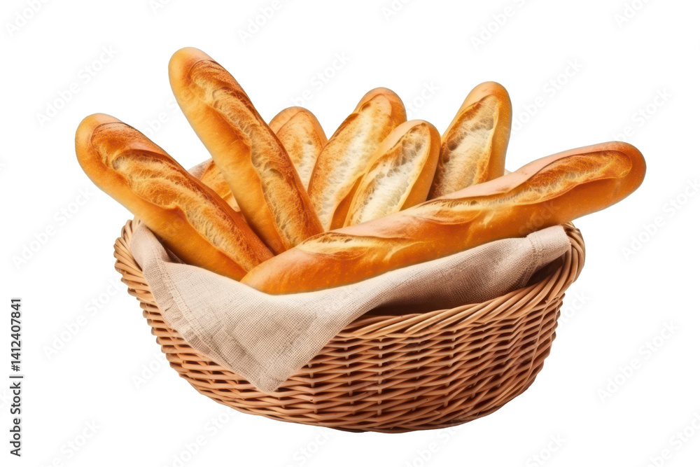 basket of baguettes isolated on white or transparent png basket of baguettes isolated on white or transparent png