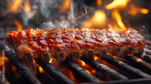 Grilled Beef with Flame and Seasoning