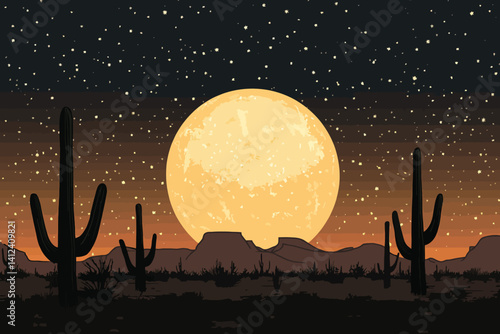 night desert landscape with moon