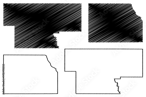 Garvin and Harper County, Oklahoma State (U.S. county, United States of America, USA, U.S., US) map vector illustration, scribble sketch map