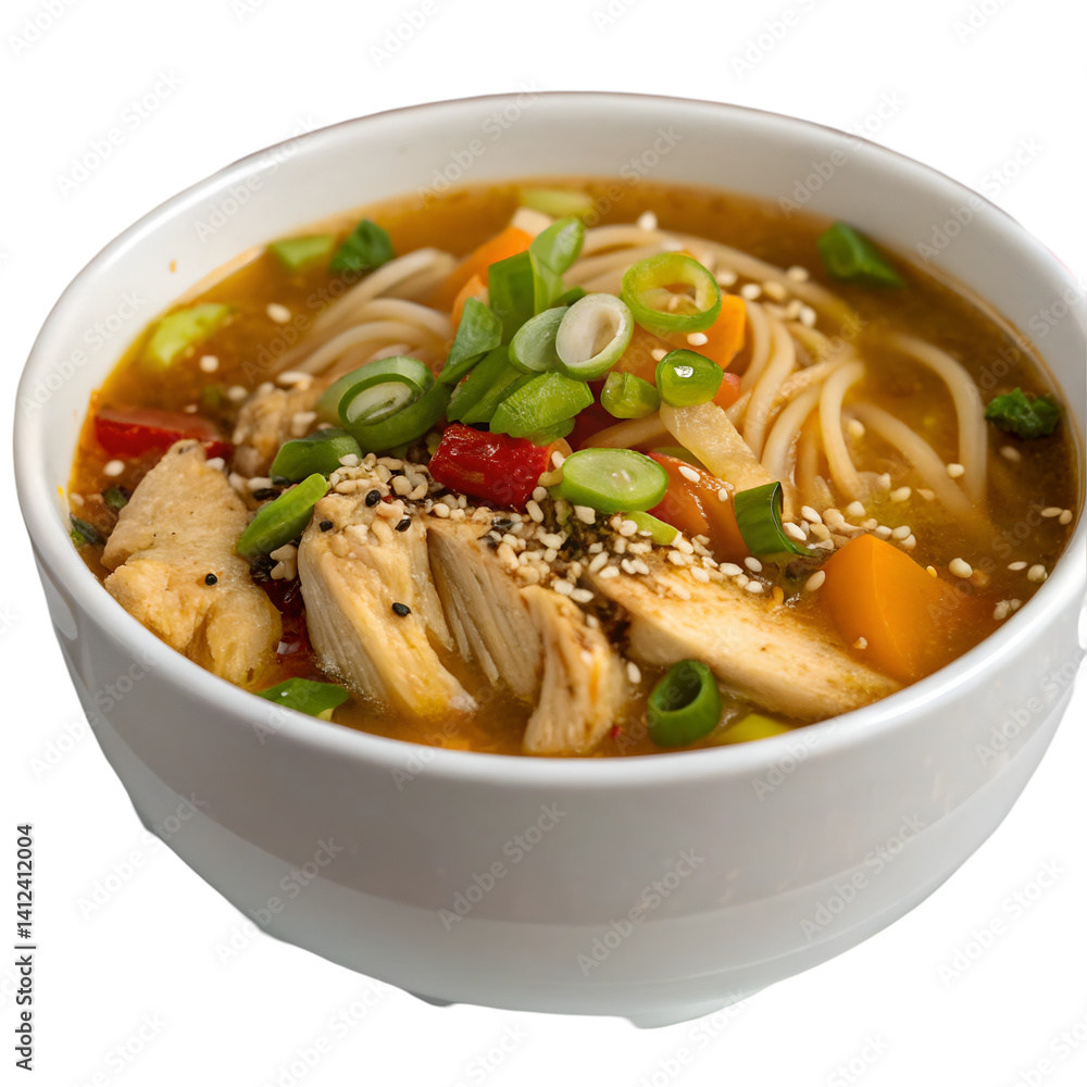 Chinese chicken noodle soup isolated on transparent background Chinese chicken noodle soup isolated on transparent background