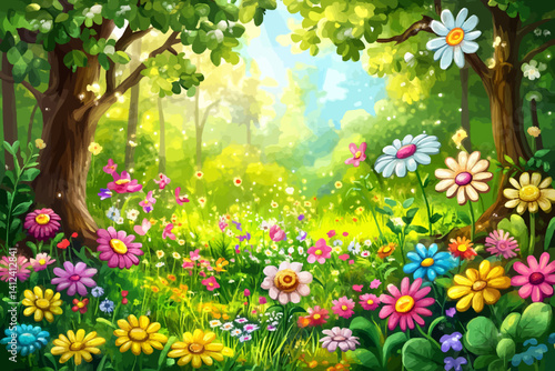 spring tree with flowers landscape 