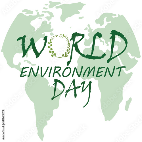 World Environment Day. 5th June. World map plant concept. EPS editable file.