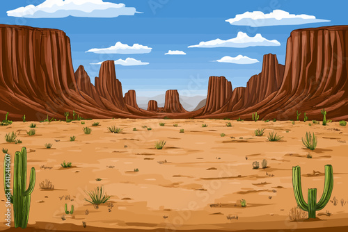 Desert with big rocks landscape vector 