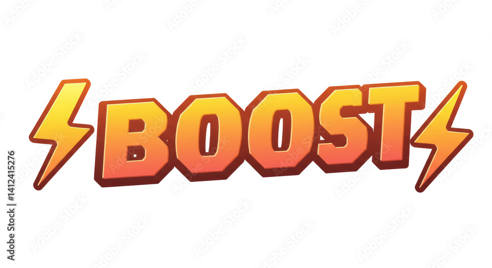 Isolated Boost Text with Lightning Bolts Isolated Boost Text with Lightning Bolts