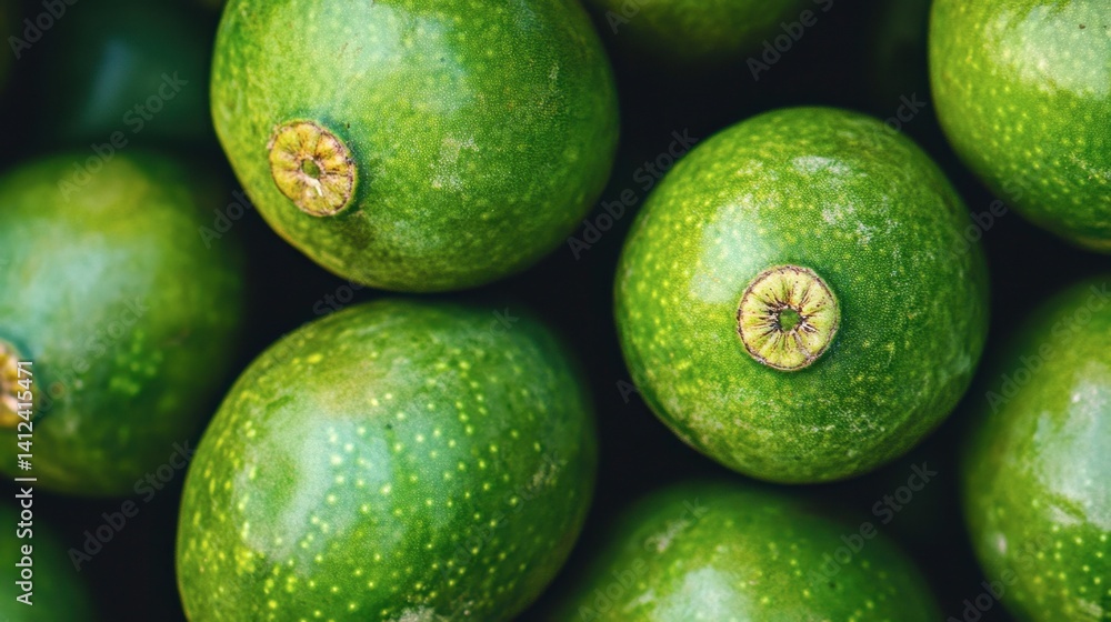 Fresh Green Avocados Displayed in a Vibrant Market Setting Fresh Green Avocados Displayed in a Vibrant Market Setting
