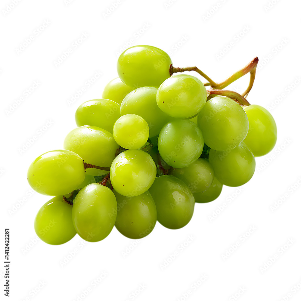 A bunch of fresh green grapes isolated on a black background A bunch of fresh green grapes isolated on a black background