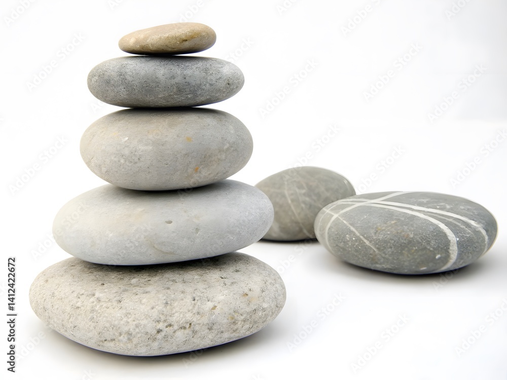 Fototapeta premium A stack of smooth gray and light gray stones arr