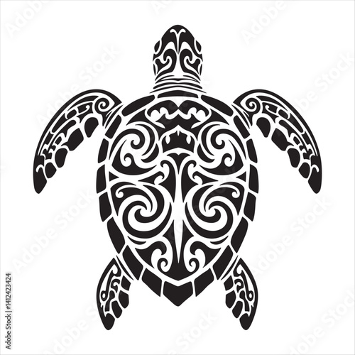 Tribal Sea Turtle Silhouette Design 