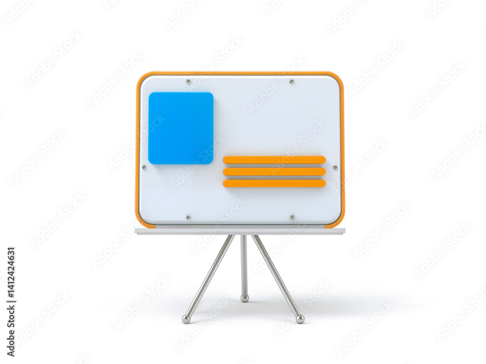 Clean 3D presentation board icon, symbolizing business plans or visual strategies. Generative AI