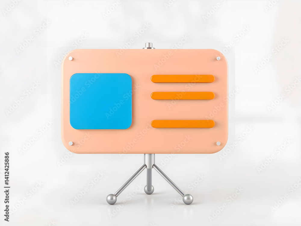 Clean 3D presentation board icon, symbolizing business plans or visual strategies. Generative AI