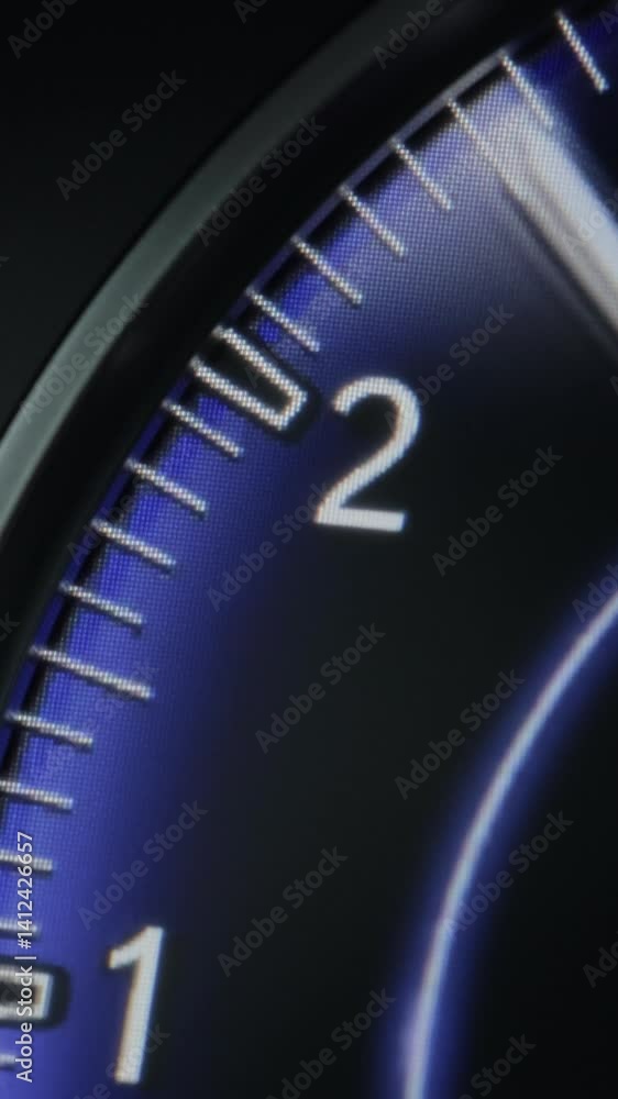 Vertical Video of Performance Racing Car Dashboard. Tachometer Showing ...