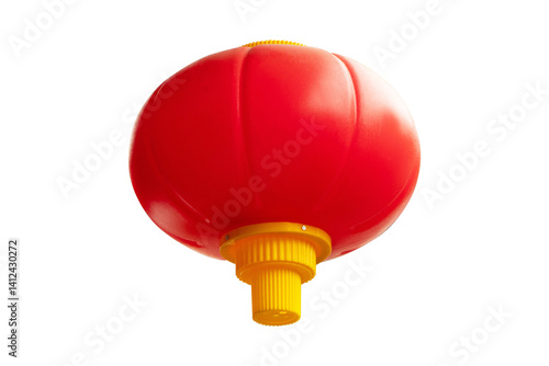 Lamp or paper, plastic Lantern red isolated on cut out PNG or transparent background. Decoration during various festivals in China. Chinese paper lanterns hang.