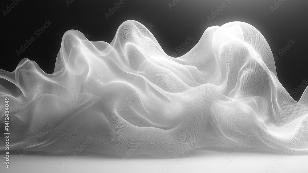 Fototapeta premium Abstract Mountainous Pixelated White Texture on Dark Background Rendered in 3D