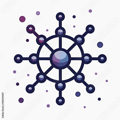 molecular structure illustration with purple and blue elements