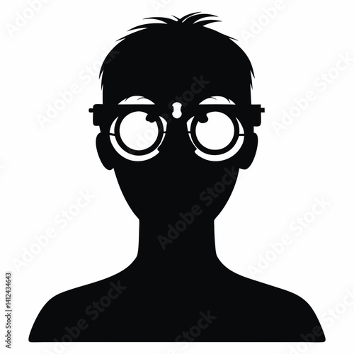 Person wearing phoropter silhouette