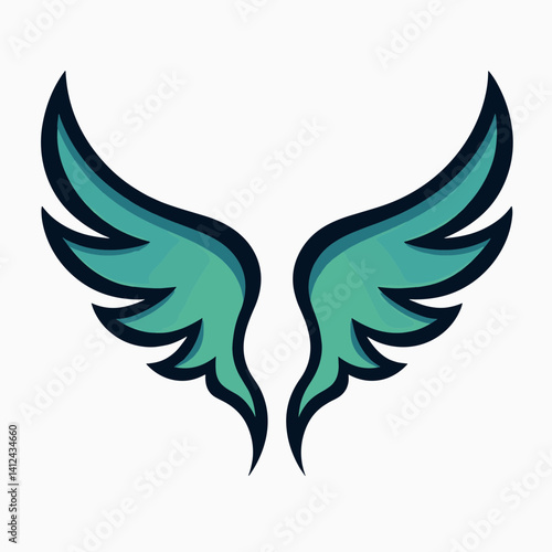 vibrant teal angel wings logo design