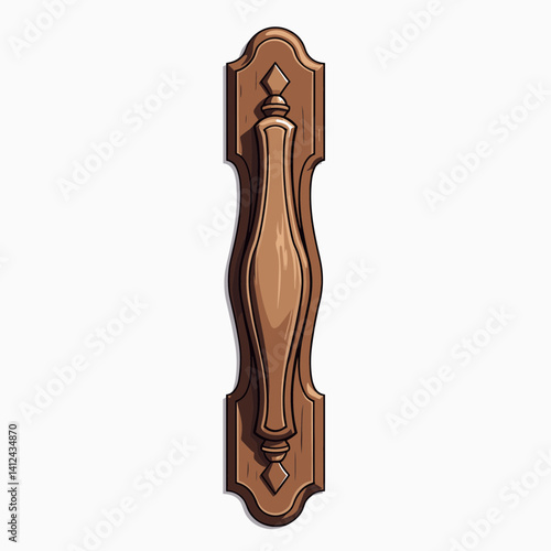 brown wooden door handle with ornate design