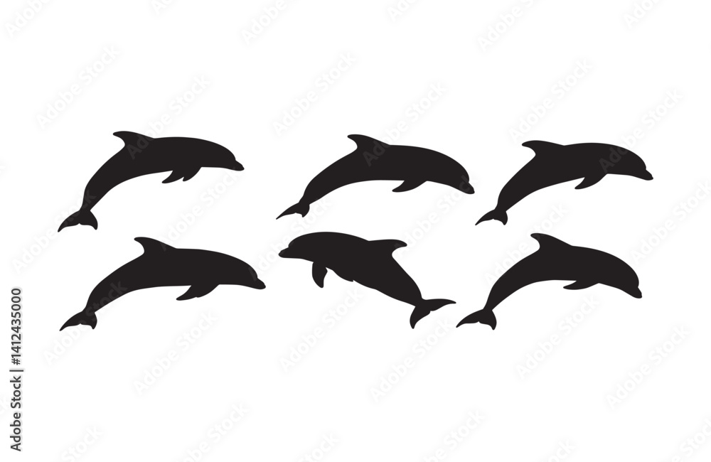 Fototapeta premium Stunning sea dynamics captured in dolphin silhouettes