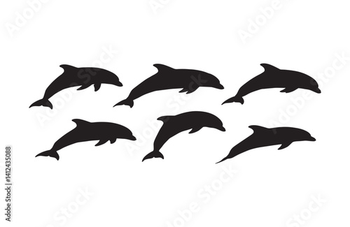Artistic vibe of dolphins conveyed through sleek silhouettes