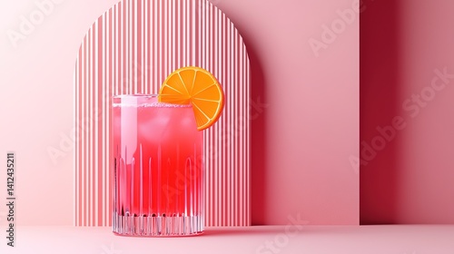 Afterwork cocktail chaos refreshing drink setup in vibrant pink environment stunning giga-pixel quality