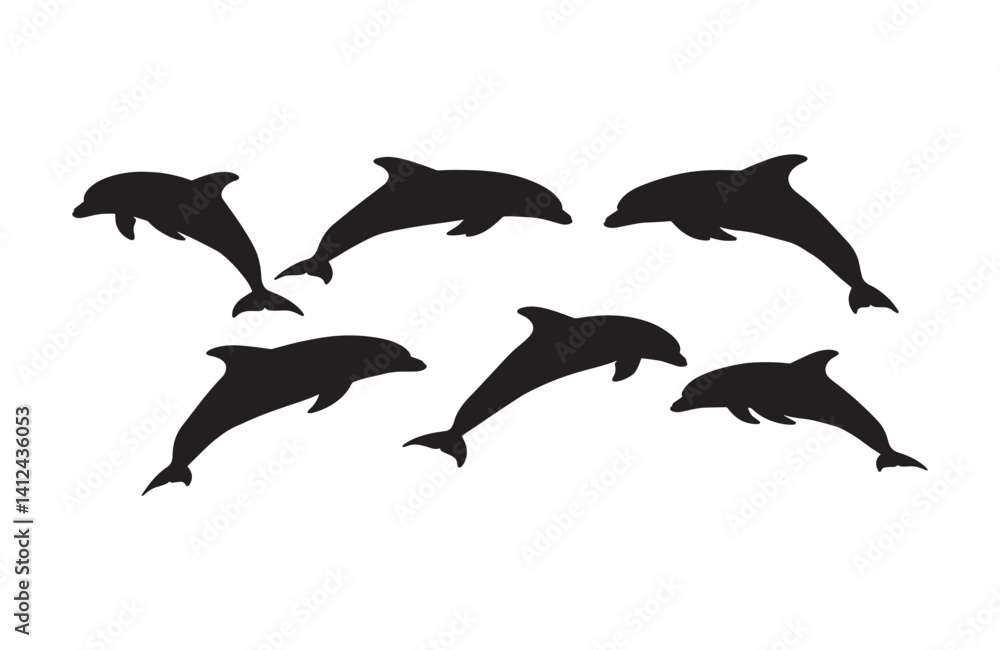 Fototapeta premium Expressive dolphin silhouettes symbolizing ocean spirit