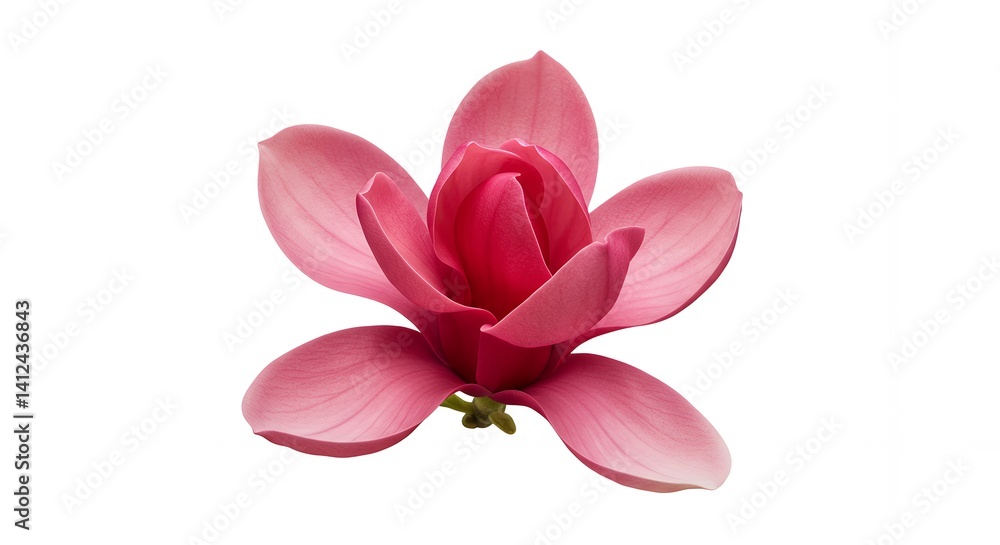 Naklejka premium Close up of a beautiful pink magnolia flower in full bloom isolated on white