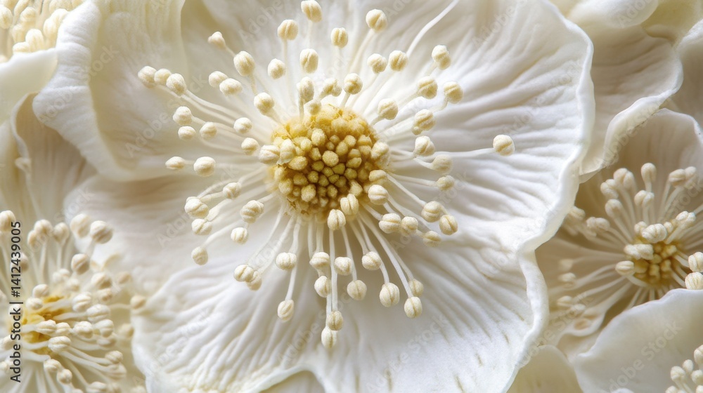 Close-up of Delicate White Flower with Intricate Petal Details Close-up of Delicate White Flower with Intricate Petal Details