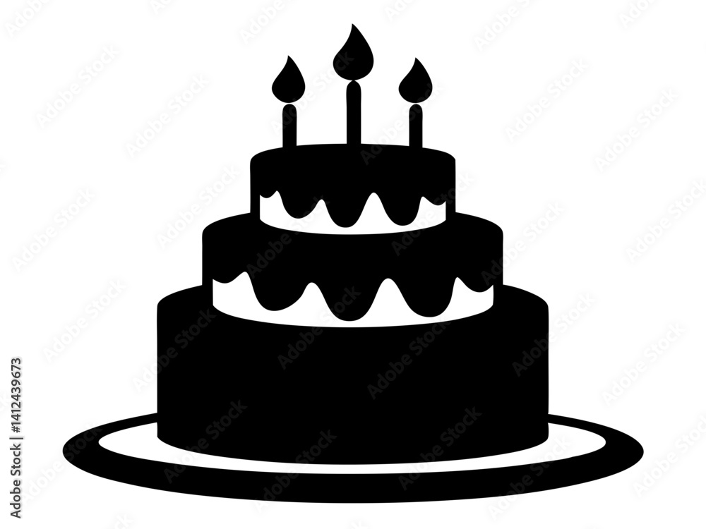 Birthday Cake Silhouette Vector & SVG | Party Cake Icon SVG for Celebration Crafts Birthday Cake Silhouette Vector & SVG | Party Cake Icon SVG for Celebration Crafts