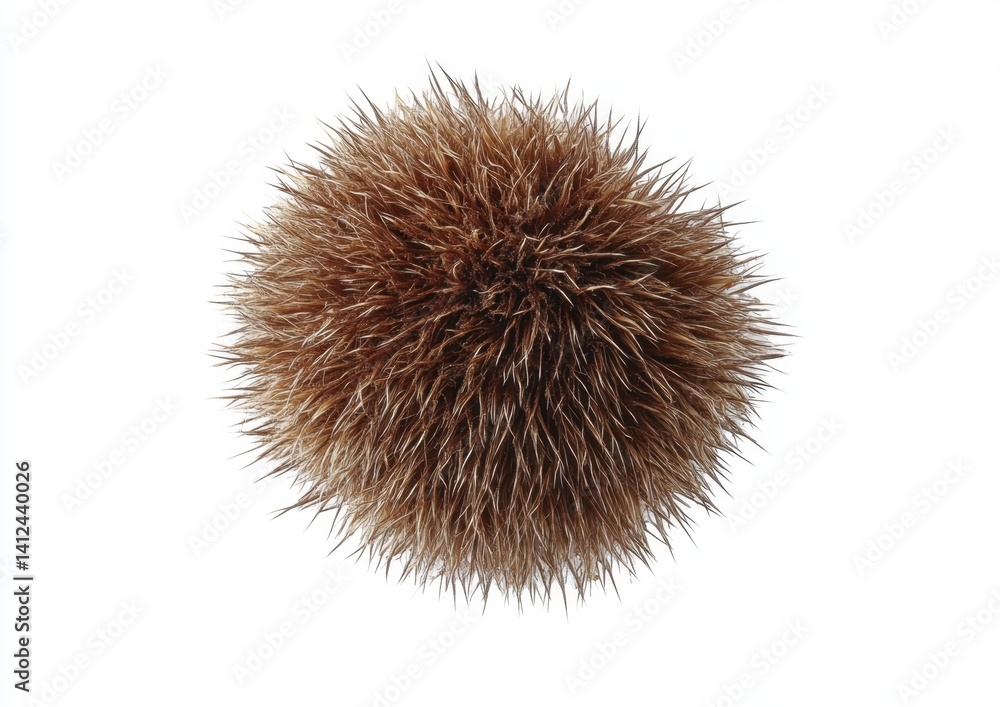 Detailed Close-Up of a Spiky Brown Sphere on a White Background Detailed Close-Up of a Spiky Brown Sphere on a White Background